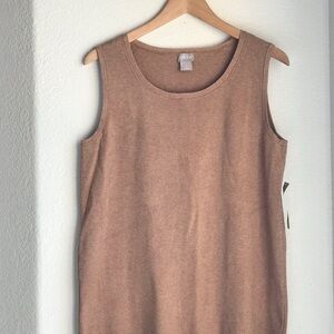 Chico’s Sleeveless Sweater Tank Scoop Neck Ribbed Camel Color Curvy Size XL or 3